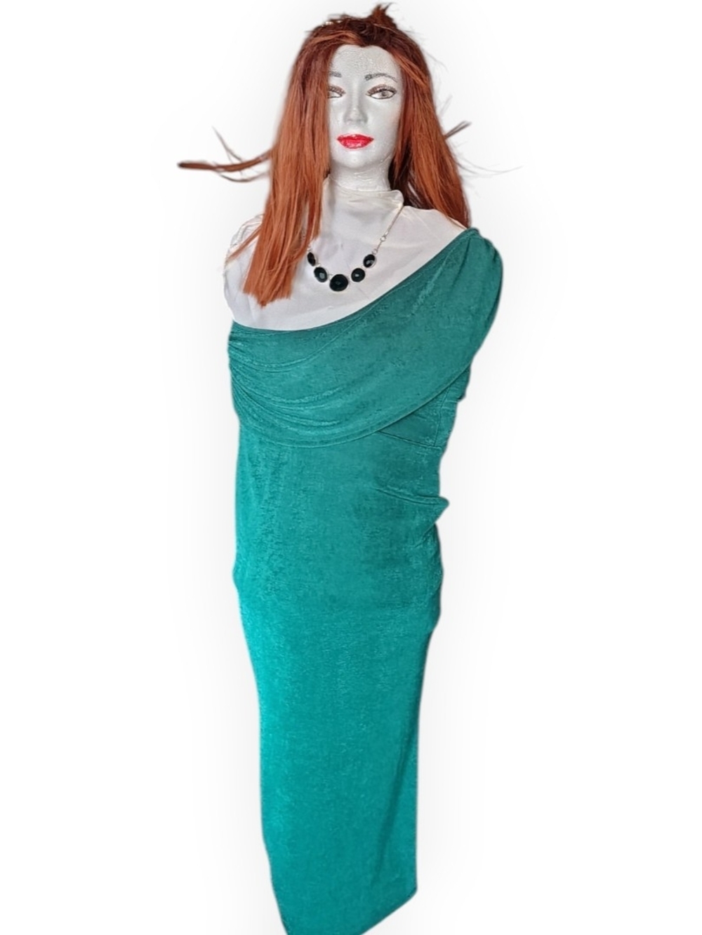 One-Shoulder Teal Evening Dress for Women